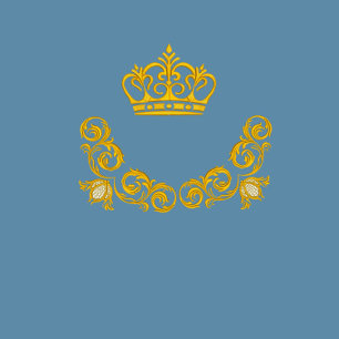 Dusty blue en Gold Crown Damask Royal Wedding Kaart