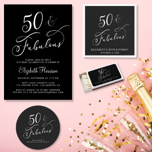Chic 50ste Verjaardag Party Zwart Servet