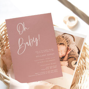 Roze/Roos Baby shower Boeken voor Baby Kaart