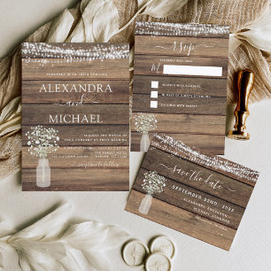 Farmhouse Baby's Rustic Wedding RSVP All In One Uitnodiging
