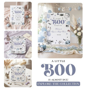 Blauw Little Boo is bijna een Halloween-baby  Vierkante Sticker