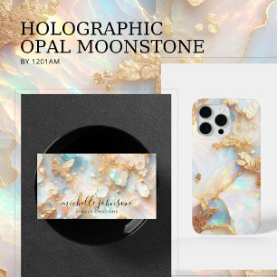 Faux Holografische Opal Moonstone Gouden Vlinder Visitekaartje