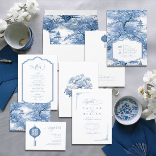 Porselein-geïnspireerde Chinoiserie bruiloft ID109 Save The Date