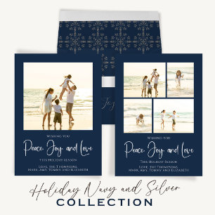 Vakantie Modern Eenvoudig Marine Blauw Kalligrafie Kaart