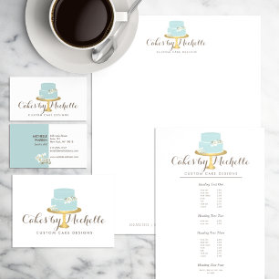 Elegant blauwe Cake met Florals Cake Decorting Flyer