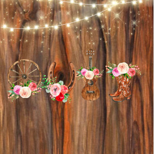 Barn Wood Sting of Lights Couples Shower Kaart
