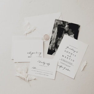 Minimalistische Elegante Witte Bruiloft Uitnodigingen Wikkel