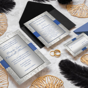 Elegant Plum Silver Swirl Wedding Invitations Kaart