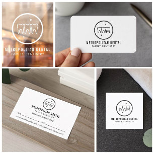 Modern Dentist Teeth Black Logo Raamsticker