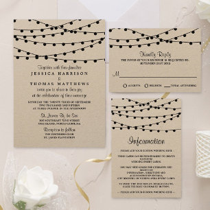Het Rustic Kraft String Lights Wedding Collectie RSVP Kaartje