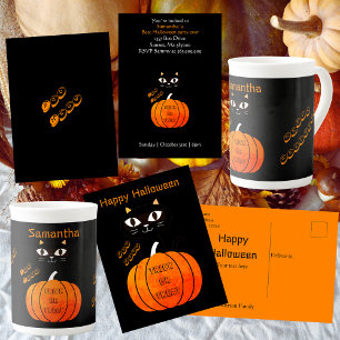 Trick or treat Scary Sinaasappel Zwart Kinder Hall Kaart