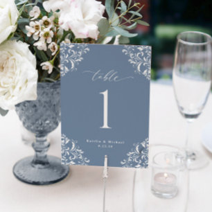 Elegant  Dusty Blue Wedding All In One Uitnodiging