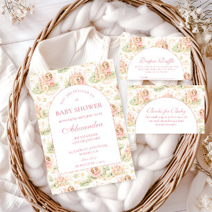 Roze Sprookjestuin Baby Shower Kaart