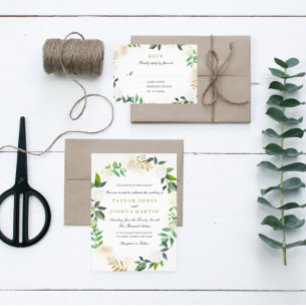 Blush Gold Waterverf krans bruiloft uitnodiging