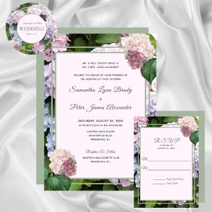 Summer Hydrangea Blossom, Roze, Groen, Weddenschap Ronde Sticker
