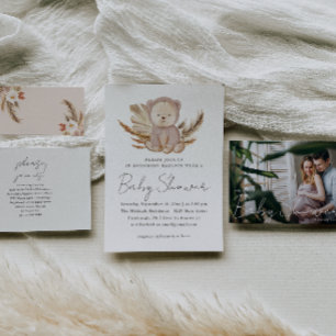 Boho Baby shower Uitnodiging tot het zoete Beer