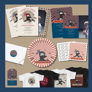 Schattigee Ninja Warrior Kids Verjaardagsfoto Kaart