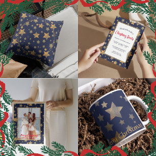 Blue Gold Star Matching gepersonaliseerde kerst Trui