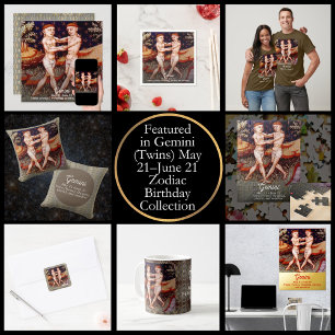 Gemini de tweeling Zodiac teken Verjaardagsfeest Kaart