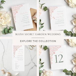 Geheime Garden Blush Pink Floral Lovebird Wedding Save The Date