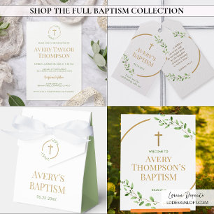 Chic Gouden Kruis Waterverf Custom Foto Doop Kaart