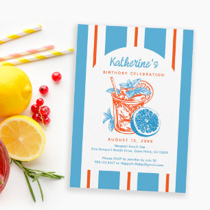 Zomer Lemon Cocktail Blauwe Oranje Verjaardagsfees Kartonnen Onderzetters