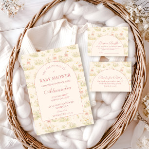 Vintage Gans Bloemige Baby Shower Kaart