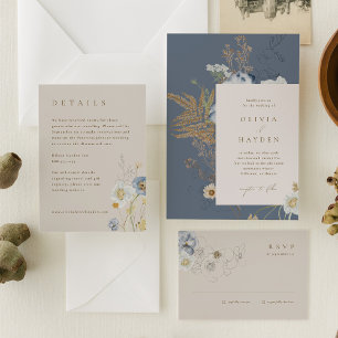 Boho Botanical Wedding Invitation Kaart