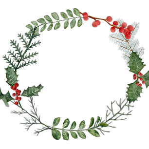 Joy Waterverf Wreate Kerstfeestdag Feestdagenkaart