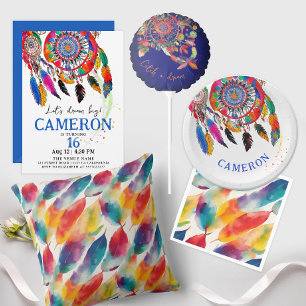 Cool Kleurrijke Rainbow Indian Feather Waterverf Servet