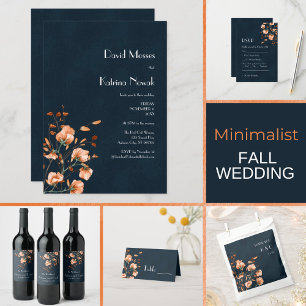 Elegant Blauwgroen blauw verbrand Oranje Floral Kaart