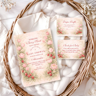 Bessie Zoete Aardbei Baby Shower Lotterij Informatiekaartje