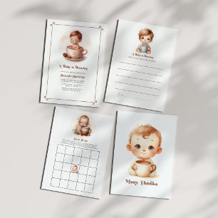 "Een Baby brouwt" Mocha Mousse Baby shower Acryl Uitnodigingen