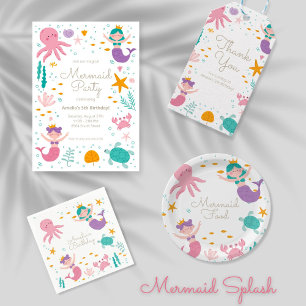 Magical Mermaid Birthday Invitation Kaart