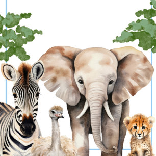 Wild One Animal Safari Baby shower Kaart