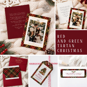 Rood Groen Tartan Retouradreslabel Etiket