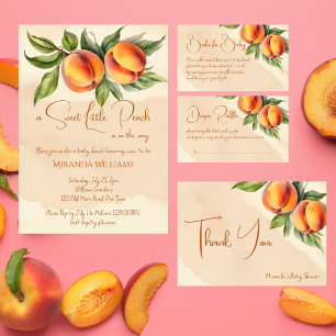 Zoete kleine perzik baby shower bedrukte sjabloon papieren bordje