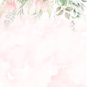 Blush Roze en Greenery Leaves Chic Couples Shower Kaart