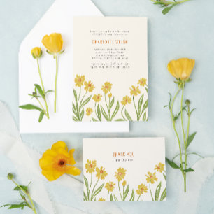 Gele wilde bloemen bedankkaart