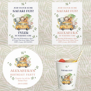 Leuke Roze Safari Meisje Oerwoud Verjaardag Bedank Ronde Sticker