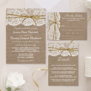 Het Collectie van de Rustic Twine Bow Wedding Kaart