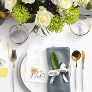 Rustic Sunflower Tandem Bicycle Waterverf Wedding Kaart