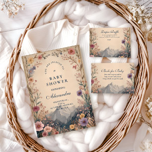 Wildflower Berg Baby Shower Diapper Loterij  Informatiekaartje