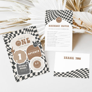 Lees de eerste geruite retro van Cool Dude Boy Bedankkaart