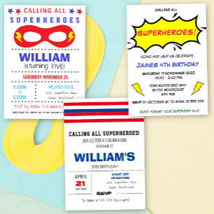 Superheros Party Happy Birthday-uitnodiging Kaart