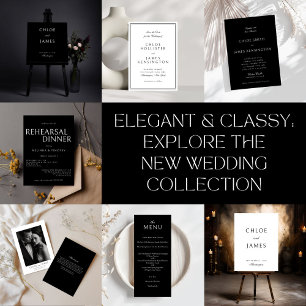 Elegant Classic Formal Black White Wedding Save The Date