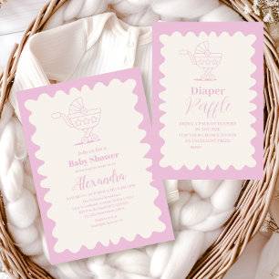 Retro wandelwagen schets Doodle Baby shower Kaart