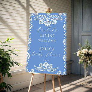 Cielito lindo stoffig blauw Mexicaans baby shower Bedankkaart