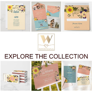 Boho Bloemen Geel Roze en Blauw Huwelijk Kaart