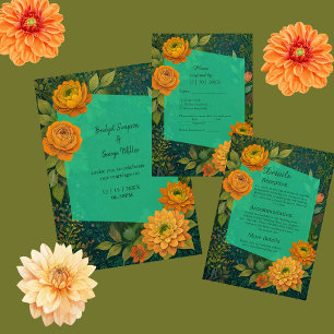 Elegant Herfst Bloemen Trouwtafel Nummer Bedankkaart